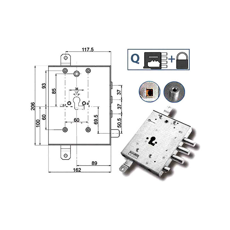 Serratura Sic.Triplice Dx 89457 Mottura