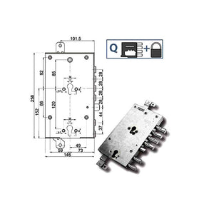 Serratura Sic.Triplice Dx 89845 Mottura