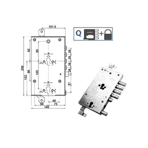 Serratura Sic.Triplice Dx 89845 Mottura