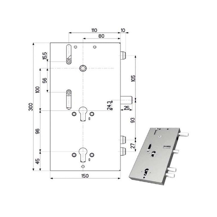 Serratura Sic.Triplice Dx 89F30 Mottura
