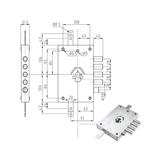 Serratura Sic.Triplice Dx Cilindro E63 Ne42 Atra