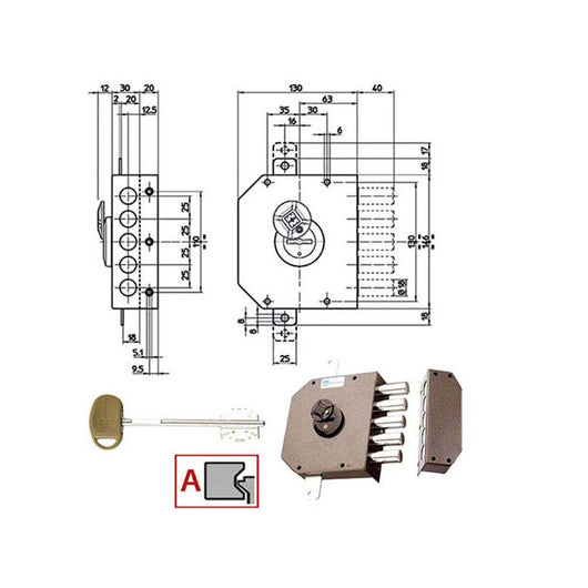 Serratura Sic.Triplice Dx Dm 20520 Mottura