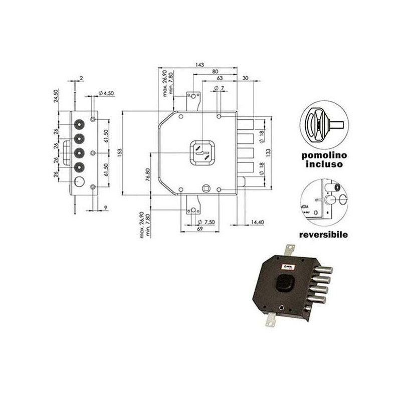 Serratura Sic.Triplice Dx Dm A414 Moia