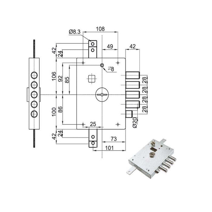 Serratura Sic.Triplice Dx Dm E73 7111-1De Atra