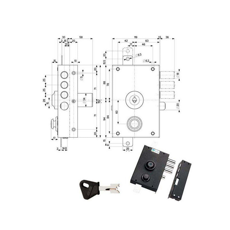 Serratura Sic.Triplice Dx Pompa 30030 Mottura
