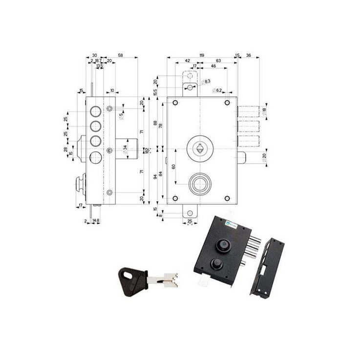 Serratura Sic.Triplice Dx Pompa 30030 Mottura