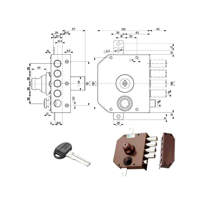 Serratura Sic.Triplice Dx Pompa 30632 Mottura