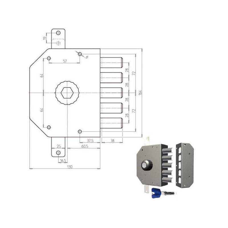 Serratura Sic.Triplice Dx Pompa 3200P Cr
