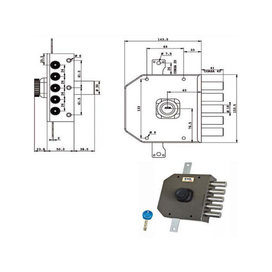 Serratura Sic.Triplice Dx Pompa Ja423 Moia