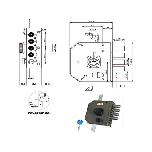 Serratura Sic.Triplice Dx Pompa Ja424 Moia