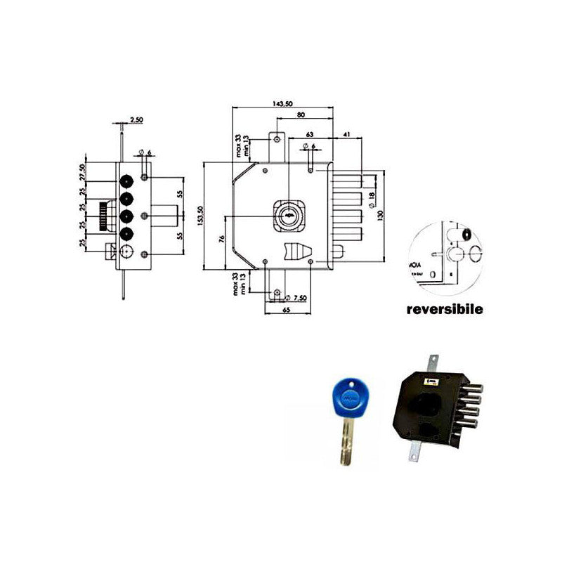 Serratura Sic.Triplice Dx Pompa Jm424 Moia