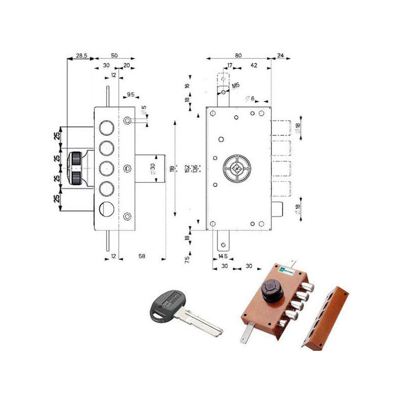 Serratura Sic.Triplice Dx Pompa Scr. 30437 Mottura