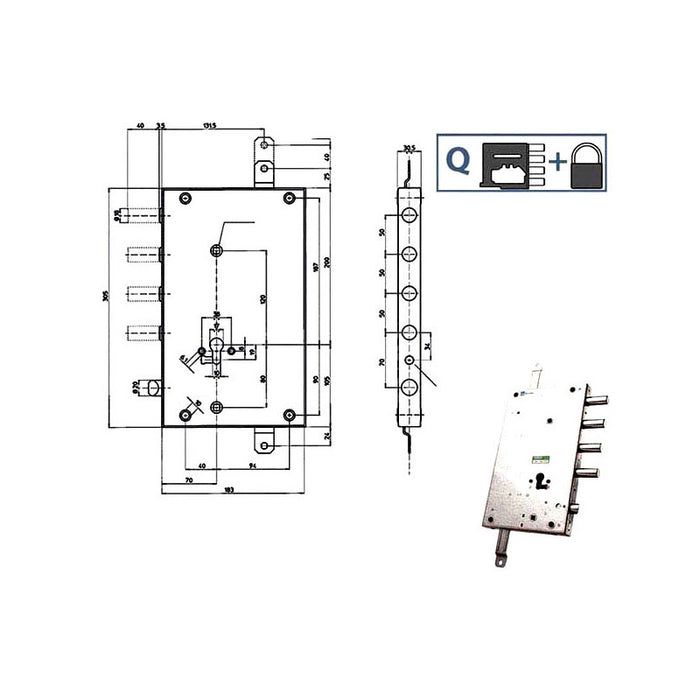 Serratura Sic.Triplice Dx Scr 70 85461 Mottura