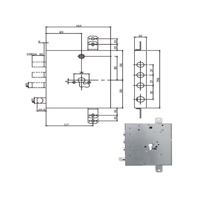 Serratura Sic.Triplice Dx/Sx 668.0537.0G80 Iseo