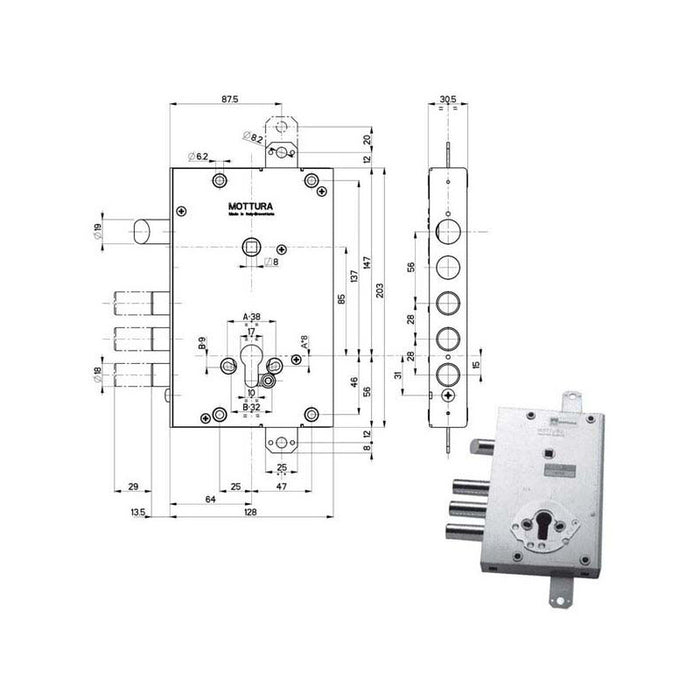 Serratura Sic.Triplice Sx 89451 Mottura