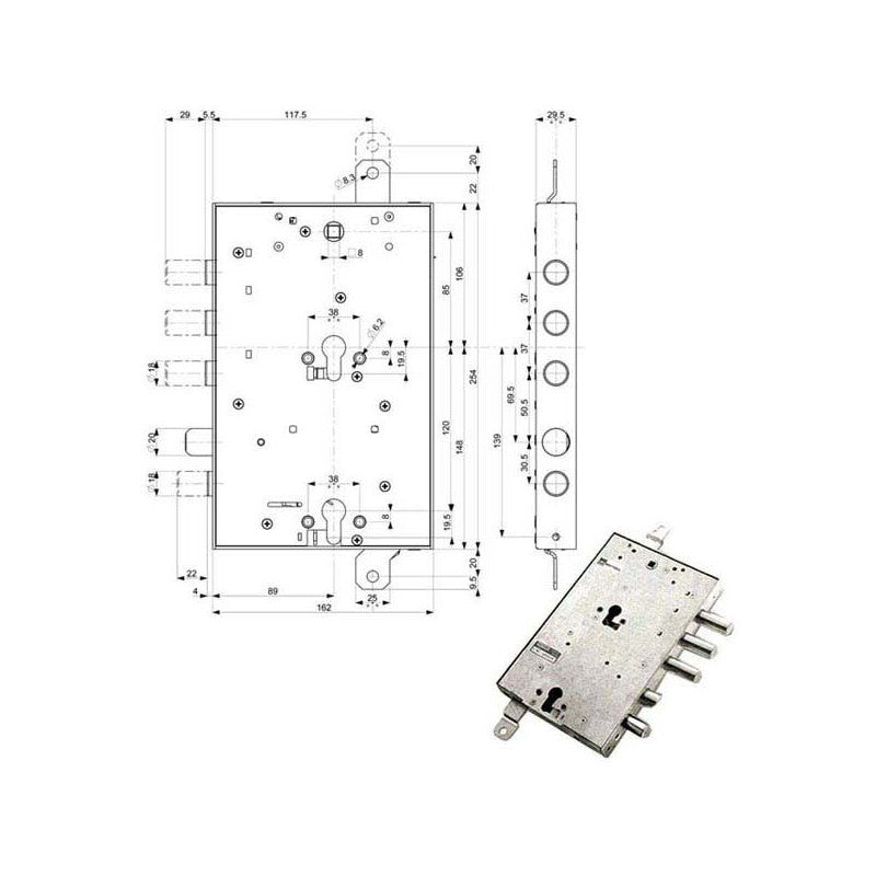 Serratura Sic.Triplice Sx 89859 Mottura