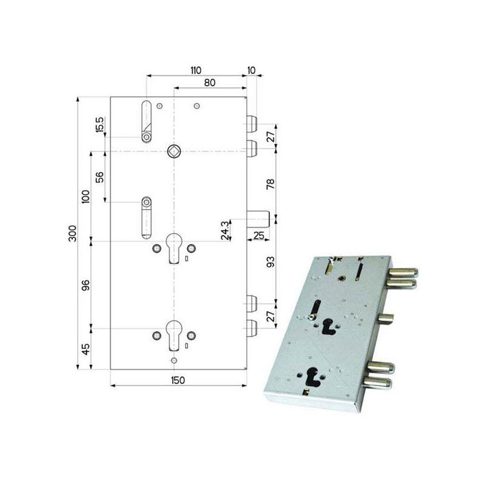 Serratura Sic.Triplice Sx 89F31 Mottura