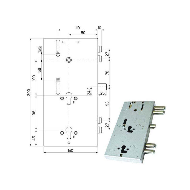 Serratura Sic.Triplice Sx 89F31 Mottura