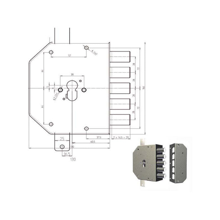 Serratura Sic.Triplice Sx Cil. 2200Pen Cr