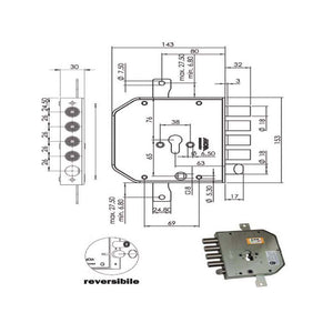 Serratura Sic.Triplice Sx Cil. E63 Ap954 Moia