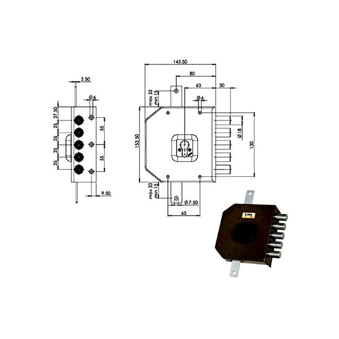 Serratura Sic.Triplice Sx Cil. G453 Moia
