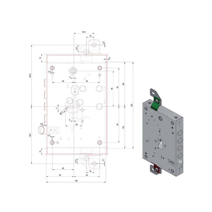 Serratura Sic.Triplice Sx Cil.1940Cer/63/28 Potent