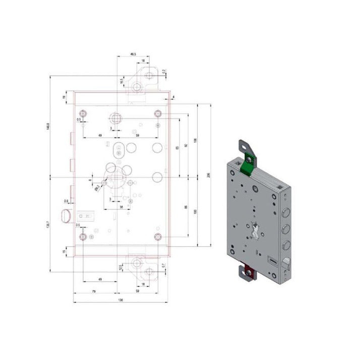 Serratura Sic.Triplice Sx Cil.1940Cer/73/37 Potent
