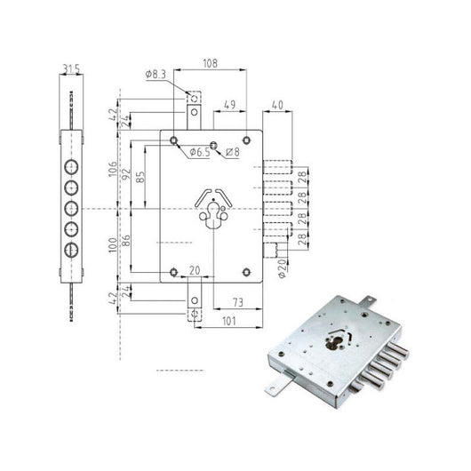 Serratura Sic.Triplice Sx Cilindro E73 Ne42-7 Atra