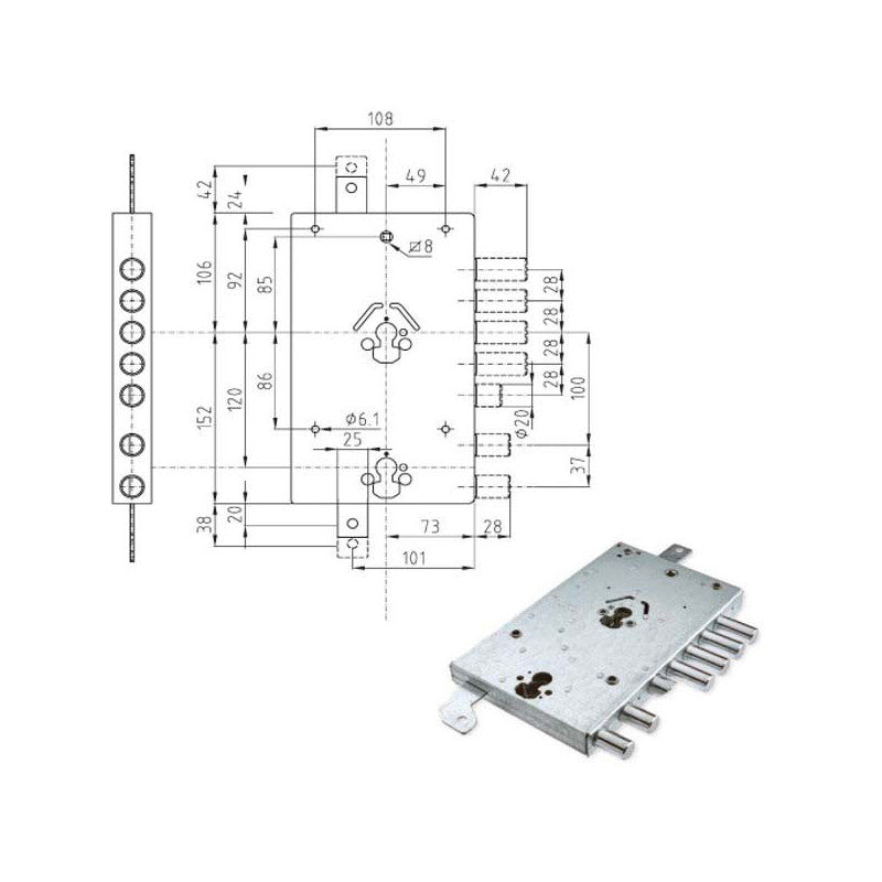 Serratura Sic.Triplice Sx Cilindro E73 Ne46-7 Atra