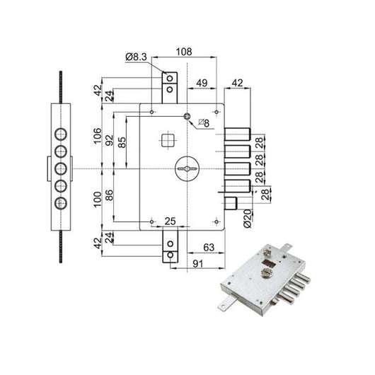 Serratura Sic.Triplice Sx Dm E63 6112-1Se Atra