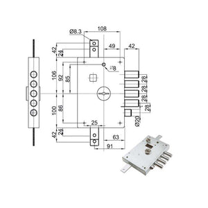Serratura Sic.Triplice Sx Dm E63 6112-1Se Atra