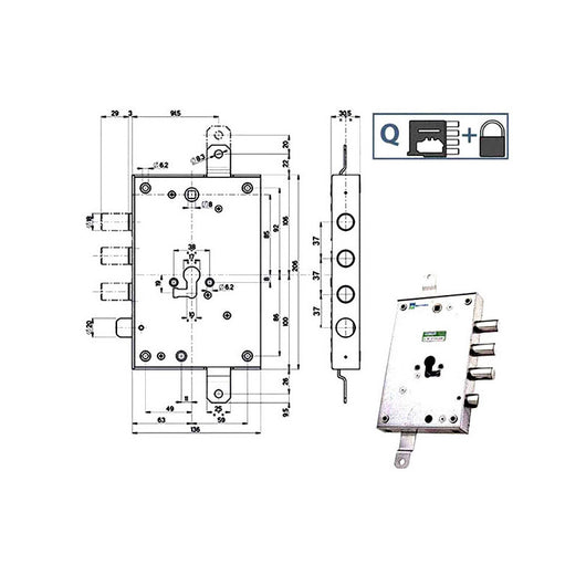 Serratura Sic.Triplice Sx Int 37 85571 Mottura