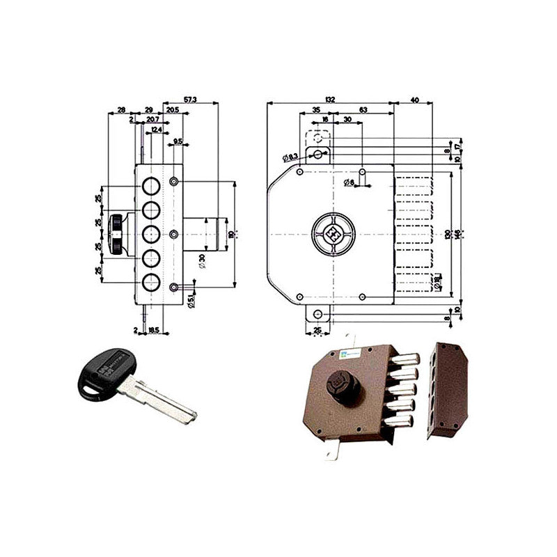 Serratura Sic.Triplice Sx Pompa 30621 Mottura