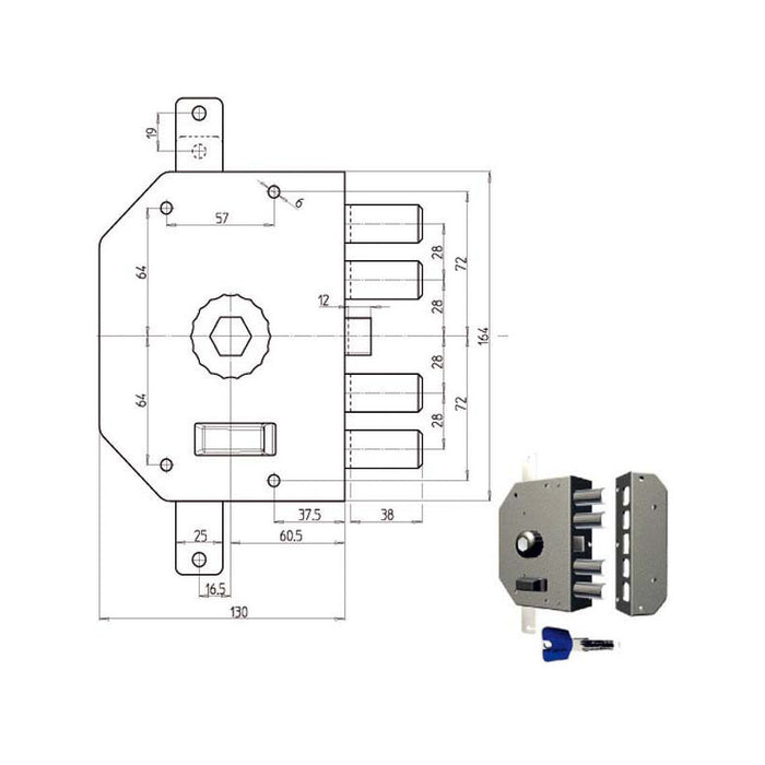 Serratura Sic.Triplice Sx Pompa 3250P Cr