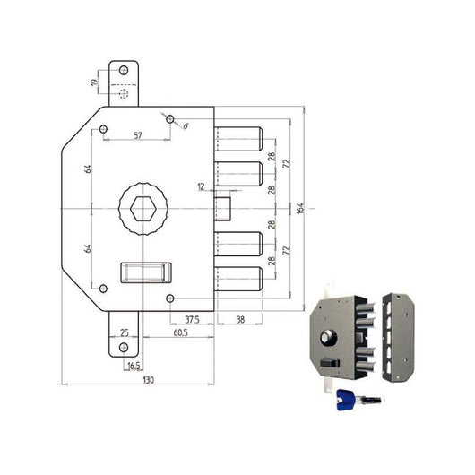 Serratura Sic.Triplice Sx Pompa 3250P Cr