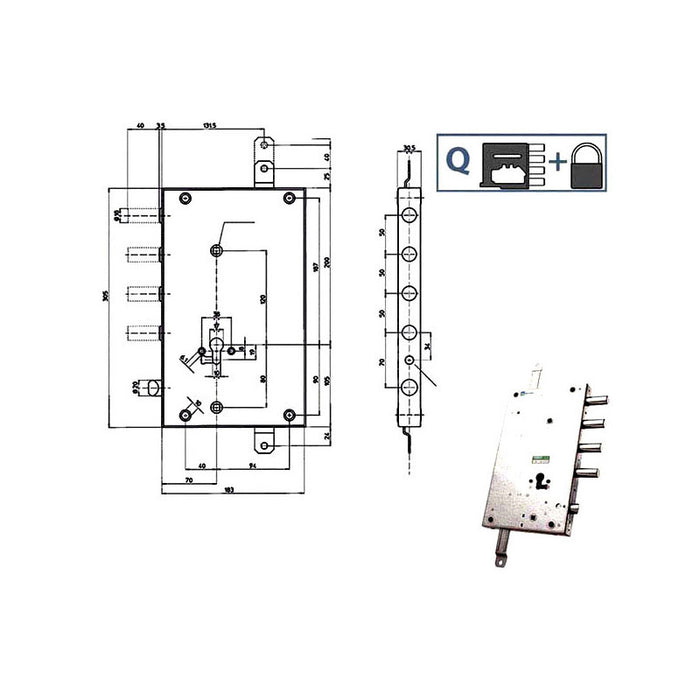Serratura Sic.Triplice Sx Scr 110 85461 Mottura