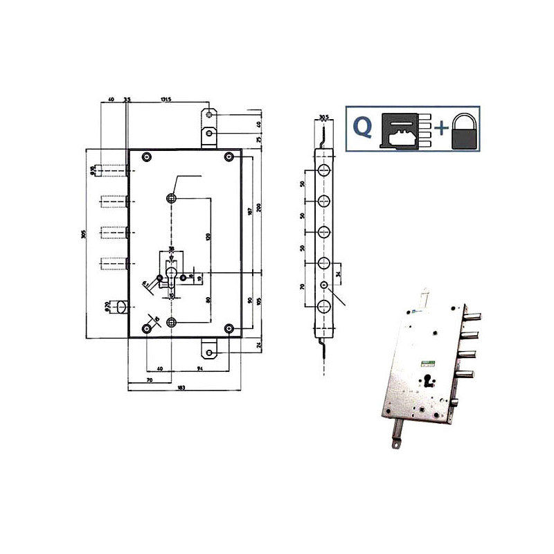 Serratura Sic.Triplice Sx Scr 110 85461 Mottura