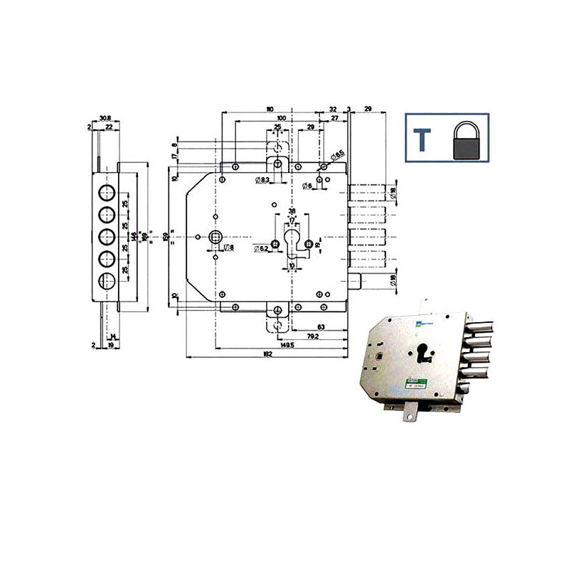 Serratura Sic.Triplice Sx Scrocco 85555 Mottura
