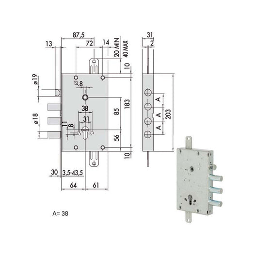 Serratura Sicurezza Triplice 00Pg 56515-58-B Cisa