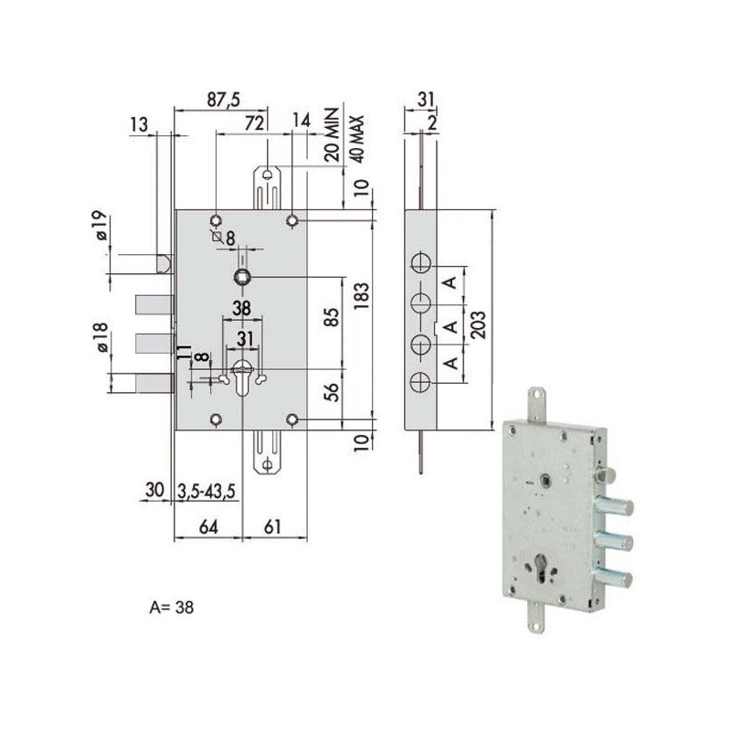 Serratura Sicurezza Triplice 00Pg 56515-58-B Cisa