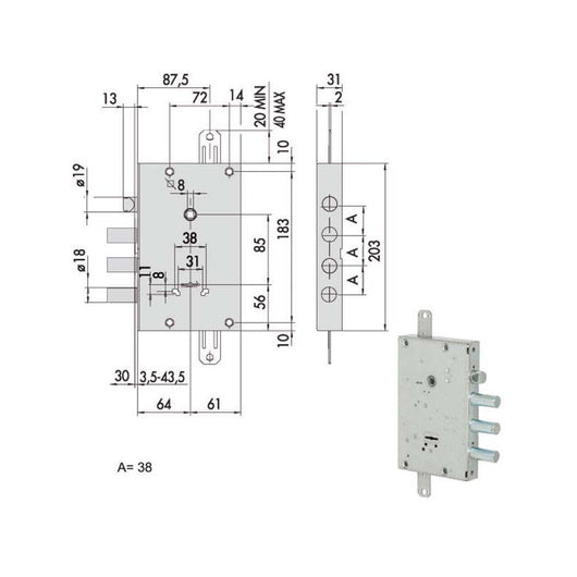 Serratura Sicurezza Triplice 00Pg 57516-58-0 Cisa