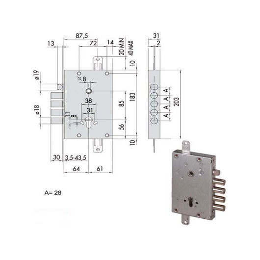 Serratura Sicurezza Triplice 56515-28-B Cisa
