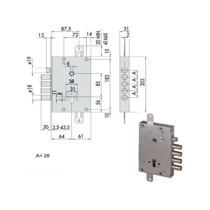 Serratura Sicurezza Triplice 56515-28-B Cisa