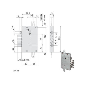 Serratura Sicurezza Triplice 57515-28-0 Cisa