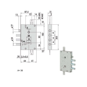 Serratura Sicurezza Triplice 57515-38-0 Cisa