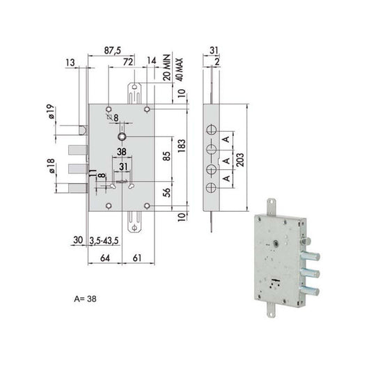 Serratura Sicurezza Triplice 57515-38-0 Cisa