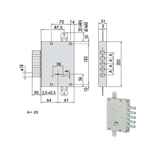 Serratura Sicurezza Triplice 57655-28-a Cisa