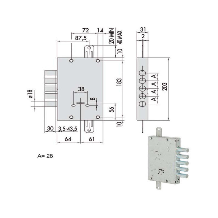 Serratura Sicurezza Triplice 57655-28-a Cisa