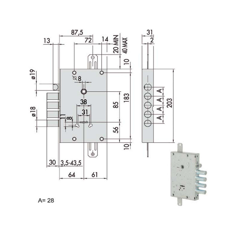 Serratura Sicurezza Triplice 57665-28-a Cisa