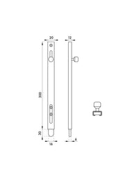SERRATURA VERTICALE LEGGERA ZINCO A VITE 300MM
